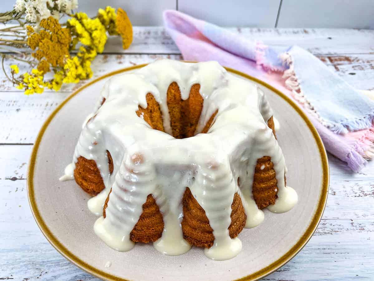 Banana-Buttermilk Cake on a platter.