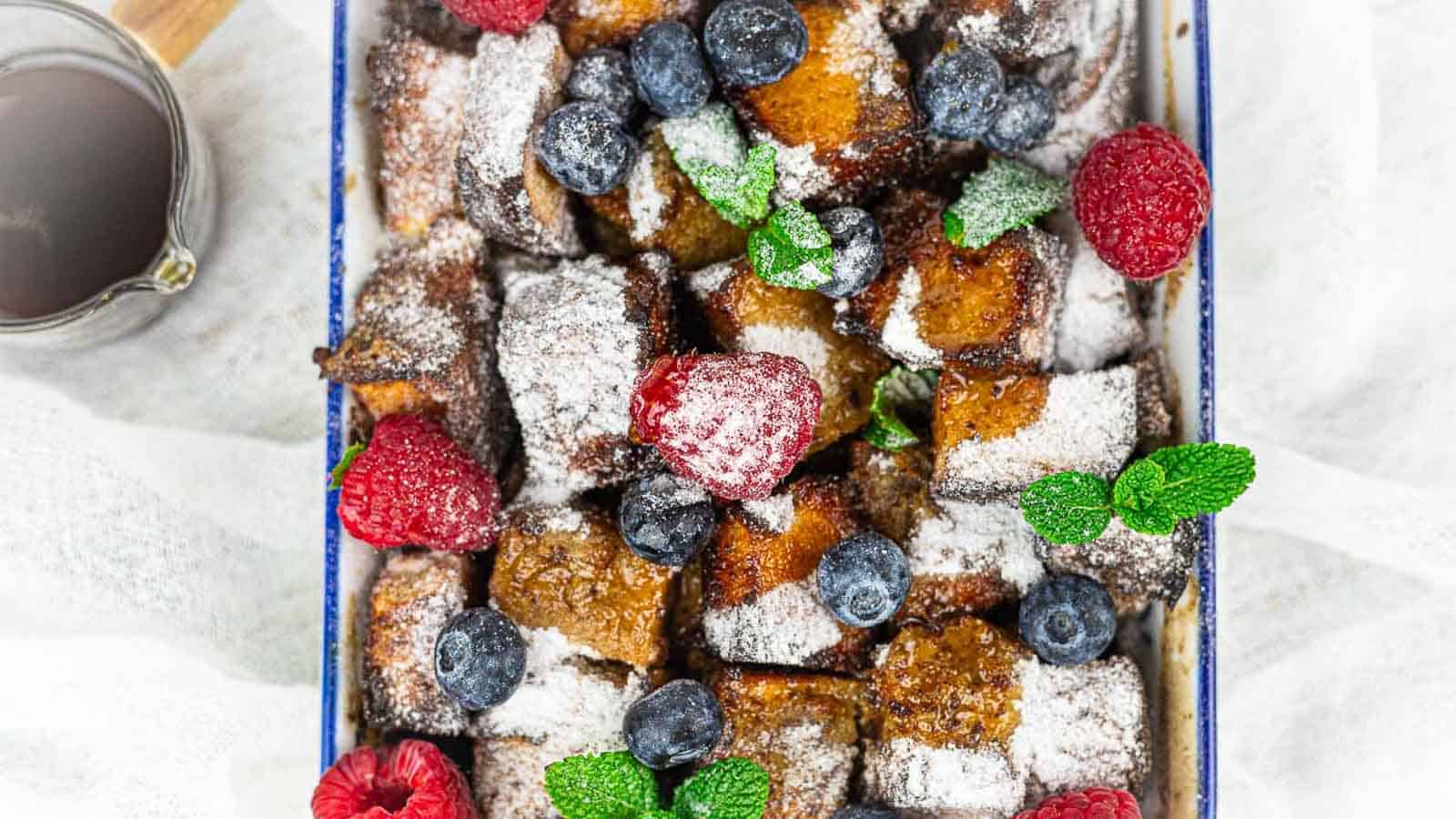 Bread Pudding inside a casserole.